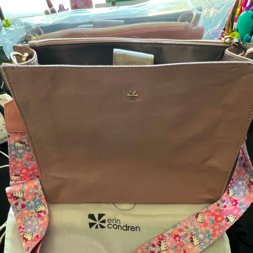 Erin Condren Mauve canvas crossbody bag & Hello kitty strap
